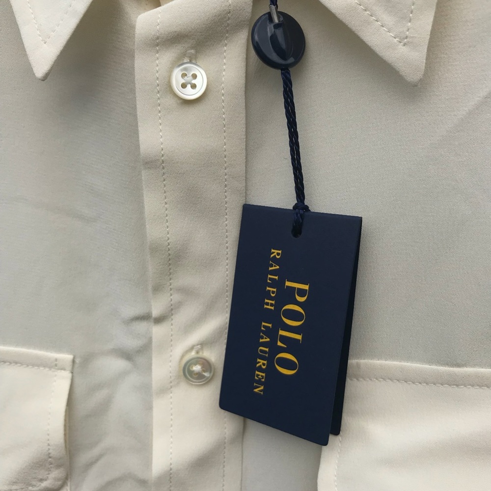 Polo by Ralph Lauren Silk Button Down Shirt Retro Deadstock Preppy Dressy - Picture 6 of 11